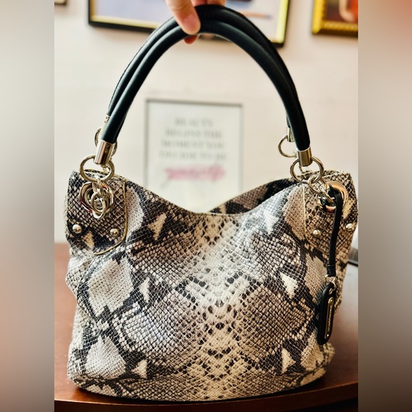 Cynthia Rowley Genuine Leather Snake Print Shoulder Bag, Silver Hardware - Picture 1 of 9